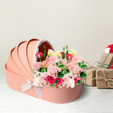 Maxbell Lace Ribbon Flower Box Arrangement Basket for Wedding Home Decor Birthday Pink