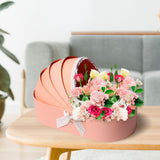 Maxbell Lace Ribbon Flower Box Arrangement Basket for Wedding Home Decor Birthday Pink