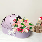 Maxbell Lace Ribbon Flower Box Arrangement Basket for Wedding Home Decor Birthday Violet