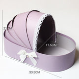 Maxbell Lace Ribbon Flower Box Arrangement Basket for Wedding Home Decor Birthday Violet