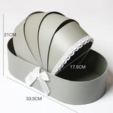 Maxbell Lace Ribbon Flower Box Arrangement Basket for Wedding Home Decor Birthday Gray