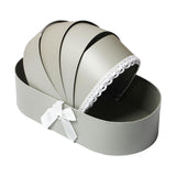 Maxbell Lace Ribbon Flower Box Arrangement Basket for Wedding Home Decor Birthday Gray