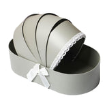 Maxbell Lace Ribbon Flower Box Arrangement Basket for Wedding Home Decor Birthday Gray