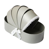 Maxbell Lace Ribbon Flower Box Arrangement Basket for Wedding Home Decor Birthday Gray