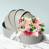 Maxbell Lace Ribbon Flower Box Arrangement Basket for Wedding Home Decor Birthday Gray