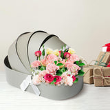 Maxbell Lace Ribbon Flower Box Arrangement Basket for Wedding Home Decor Birthday Gray