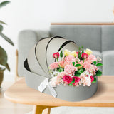 Maxbell Lace Ribbon Flower Box Arrangement Basket for Wedding Home Decor Birthday Gray