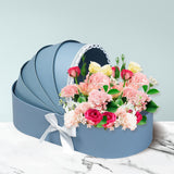 Maxbell Lace Ribbon Flower Box Arrangement Basket for Wedding Home Decor Birthday Blue