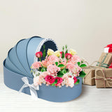 Maxbell Lace Ribbon Flower Box Arrangement Basket for Wedding Home Decor Birthday Blue