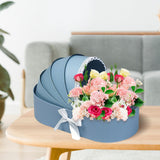 Maxbell Lace Ribbon Flower Box Arrangement Basket for Wedding Home Decor Birthday Blue