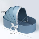 Maxbell Lace Ribbon Flower Box Arrangement Basket for Wedding Home Decor Birthday Blue