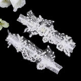 Maxbell 2 Pieces Bridal Wedding Garter Costume Accessories Faux Pearls for Party White S
