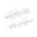 Maxbell 2 Pieces Bridal Wedding Garter Costume Accessories Faux Pearls for Party White S