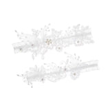 Maxbell 2 Pieces Bridal Wedding Garter Costume Accessories Faux Pearls for Party White S