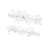 Maxbell 2 Pieces Bridal Wedding Garter Costume Accessories Faux Pearls for Party White S