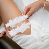 Maxbell 2 Pieces Bridal Wedding Garter Costume Accessories Faux Pearls for Party White S