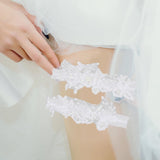 Maxbell 2 Pieces Bridal Wedding Garter Costume Accessories Faux Pearls for Party White S