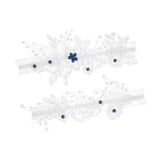 Maxbell 2 Pieces Bridal Wedding Garter Costume Accessories Faux Pearls for Party Blue S