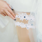 Maxbell 2 Pieces Bridal Wedding Garter Costume Accessories Faux Pearls for Party Blue S