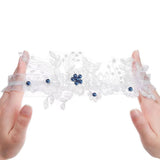 Maxbell 2 Pieces Bridal Wedding Garter Costume Accessories Faux Pearls for Party Blue L
