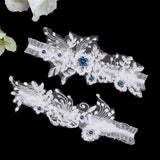 Maxbell 2 Pieces Bridal Wedding Garter Costume Accessories Faux Pearls for Party Blue L