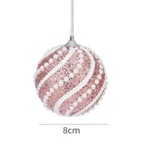 Maxbell Sequined Ball Pendants Shatterproof for Festival Xmas New Year Pink