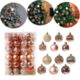 Maxbell 48 Pieces Xmas Tree Hanging Ornaments for Party New Year Decoration Rose Aureate