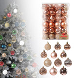 Maxbell 48 Pieces Xmas Tree Hanging Ornaments for Party New Year Decoration Rose Aureate