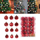 Maxbell 48 Pieces Xmas Tree Hanging Ornaments for Party New Year Decoration Red