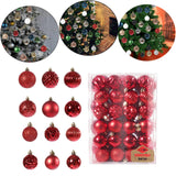 Maxbell 48 Pieces Xmas Tree Hanging Ornaments for Party New Year Decoration Red