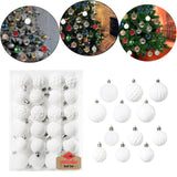 Maxbell 48 Pieces Xmas Tree Hanging Ornaments for Party New Year Decoration White