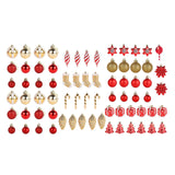Maxbell 72x Christmas Tree Decorations Ornaments for Holiday Home Decor Red with aureate