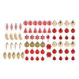 Maxbell 72x Christmas Tree Decorations Ornaments for Holiday Home Decor Red with aureate