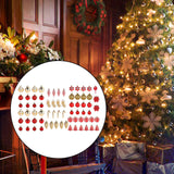 Maxbell 72x Christmas Tree Decorations Ornaments for Holiday Home Decor Red with aureate