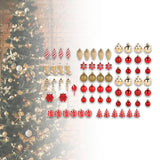 Maxbell 72x Christmas Tree Decorations Ornaments for Holiday Home Decor Red with aureate