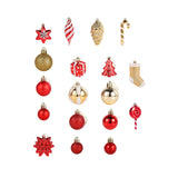 Maxbell 72x Christmas Tree Decorations Ornaments for Holiday Home Decor Red with aureate