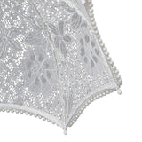 Maxbell Parasol White Wooden Handle Costume Lace Umbrella for Birthday Bride Beach