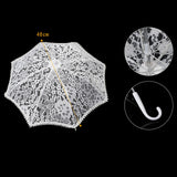 Maxbell Parasol White Wooden Handle Costume Lace Umbrella for Birthday Bride Beach
