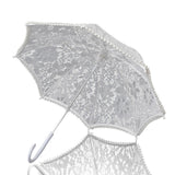 Maxbell Parasol White Wooden Handle Costume Lace Umbrella for Birthday Bride Beach