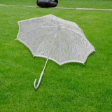 Maxbell Parasol White Wooden Handle Costume Lace Umbrella for Birthday Bride Beach