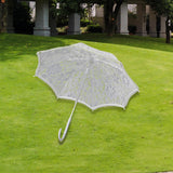 Maxbell Parasol White Wooden Handle Costume Lace Umbrella for Birthday Bride Beach