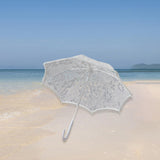 Maxbell Parasol White Wooden Handle Costume Lace Umbrella for Birthday Bride Beach
