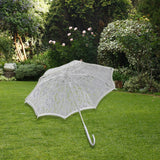 Maxbell Parasol White Wooden Handle Costume Lace Umbrella for Birthday Bride Beach