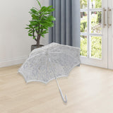 Maxbell Parasol White Wooden Handle Costume Lace Umbrella for Birthday Bride Beach