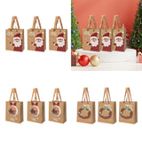 Maxbell 3 Pieces Kraft Christmas Gift Bags Goody Treat Bags for Holiday Christmas Santa Claus