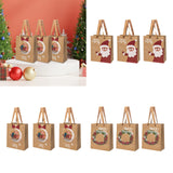 Maxbell 3 Pieces Kraft Christmas Gift Bags Goody Treat Bags for Holiday Christmas Santa Claus
