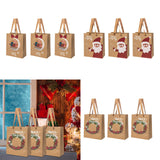 Maxbell 3 Pieces Kraft Christmas Gift Bags Goody Treat Bags for Holiday Christmas Santa Claus