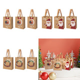 Maxbell 3 Pieces Kraft Christmas Gift Bags Goody Treat Bags for Holiday Christmas Santa Claus