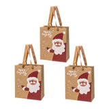 Maxbell 3 Pieces Kraft Christmas Gift Bags Goody Treat Bags for Holiday Christmas Santa Claus