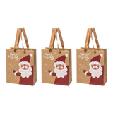 Maxbell 3 Pieces Kraft Christmas Gift Bags Goody Treat Bags for Holiday Christmas Santa Claus